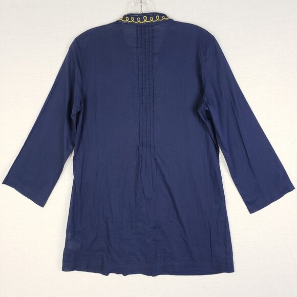 Lilly Pulitzer Sarasota Beaded Embroidered Tunic Top Navy S Resort Boho Preppy - Picture 6 of 12